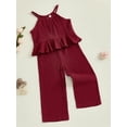 thumbnail image 5 of Miaouyo Baby Girl 2Pcs Summer Outfits Sleeveless Ruffle Cami Tops + Wide Leg Pants Set Toddler Clothes, 5 of 9