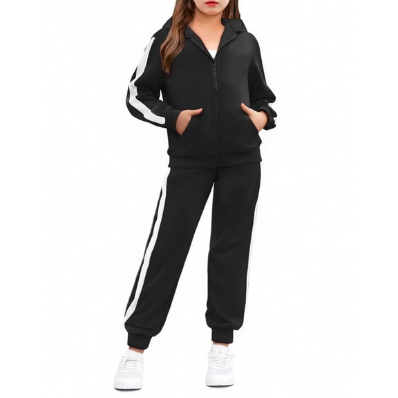 Arshiner Girls 2 Piece Outfits Sweatsuits Zip Up Hoodie Sweatshirt and Sweatpant Athletic Tracksuit Jogger Set