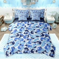 Feelyou Blue Camouflage Camo Bedding Comforter Set 7pcs, Jungle Gorilla Wildlife King Bedding Sets, Rustic Farmhouse Reversible Bed Sheets, Microfiber Bedroom Decor