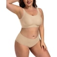 thumbnail image 5 of Qylux Women's Wireless Comfort Bras - Seamless Full Coverage Everyday T-Shirt Bra - Plus Size Soft Padded Bralette,Nude,M, 5 of 10