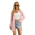 thumbnail image 2 of JWD Women's Cardigan Lightweight Open Front Cardigan Sheer Long Sleeve Button Down Loose Knited Cardigan Pink Large, 2 of 6