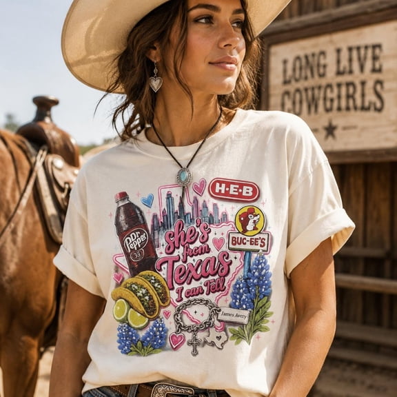 She'S From Texas I Can Tell Shirt Cowgirl Tee Unisex S-5XL Hot Trending Shirt, Vintage Birthday Gift