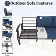 thumbnail image 3 of Kullavik  Aluminum Outdoor Patio Furniture with Curved Armrests & Firepit Table 7 seats w/FirePit - Navy Blue, 3 of 5