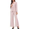 thumbnail image 2 of INSPIRE CHIC Business Suit for Women's 2 Piece Collarless Matching Set Work Outfit Blazer and Pants Sets L Pink Beige, 2 of 6