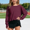 thumbnail image 5 of Girl's Open Back Backless Tops Long Sleeve T Shirts Crewneck Casual Tees Summer Shirts 9-10 years, 5 of 9