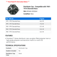 thumbnail image 2 of Distributor Cap - Compatible with 1969 - 1974 Chevy Nova 1970 1971 1972 1973, 2 of 2