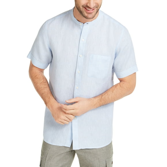 Tasso Elba T-shirt à Manches Courtes en Lin pour Homme, Bleu Pastel, Grand