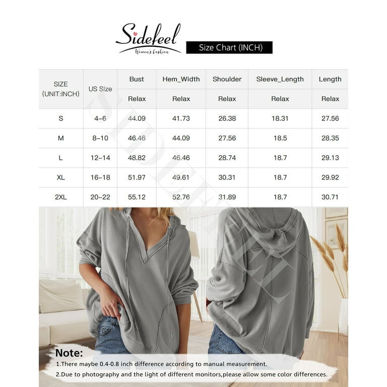 Sidefeel Sweatshirts for Women V Neck Waffle Knit Long