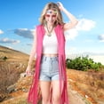 thumbnail image 7 of Alaiyaky Hippie Costume Set for Women, 70s Fancy Dress Ladies, Pink Fringe Vest with Sunglasses Headband, Hippie Disco Costume Accessories for Halloween Carnival Party, 7 of 7