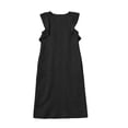 thumbnail image 5 of ClodeEU Women's V Neck Ruffle Cap Sleeve Textured Maxi Dress,Casual Loose Beach Vacation Dress Black,Women's Plus M, 5 of 6