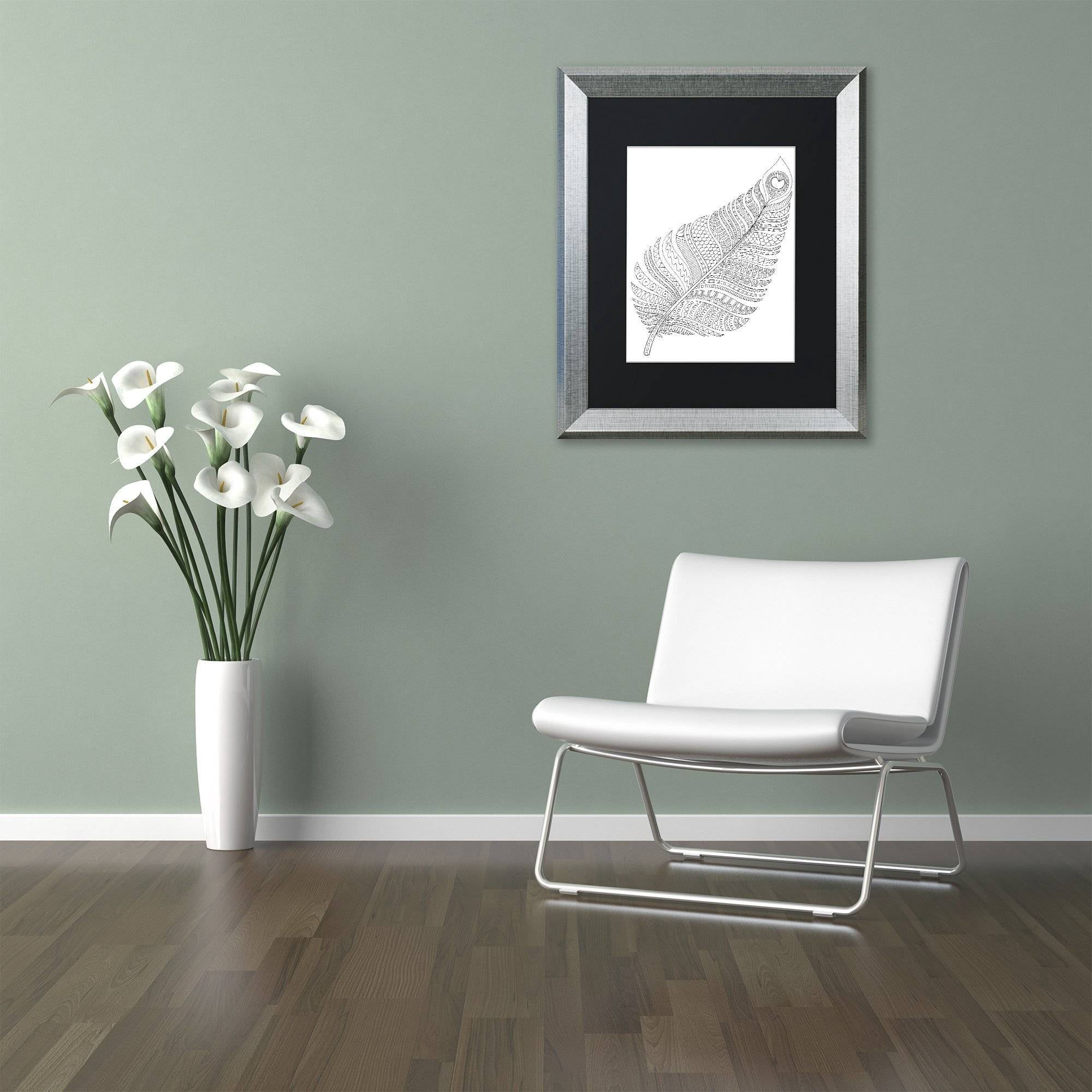 Trademark Fine Art "Single Feather" Canvas Art by Hello Angel, Black Matte, Silver Frame