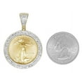 thumbnail image 5 of Men's Yellow Gold 22K Liberty Coin 1/4 OZ Genuine Diamonds Pendant Charm 0.65 ct, 5 of 7