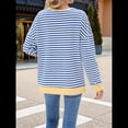 thumbnail image 4 of Sudadera Oversize para Mujer, Verano 2025, Cuello Redondo, Rayas, Larga, Aberturas Laterales, Sudaderas con Capucha Y2K Azul y M, 4 of 10