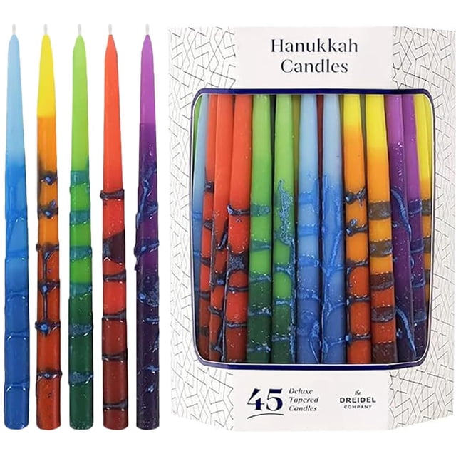 Velas de Janucá The Dreidel Company con rayas multicolores