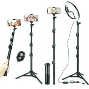 LINCO T-Shape Backdrop Stand with Green Screen & 10 Ring Light Stand Lighting Kit for TikTok