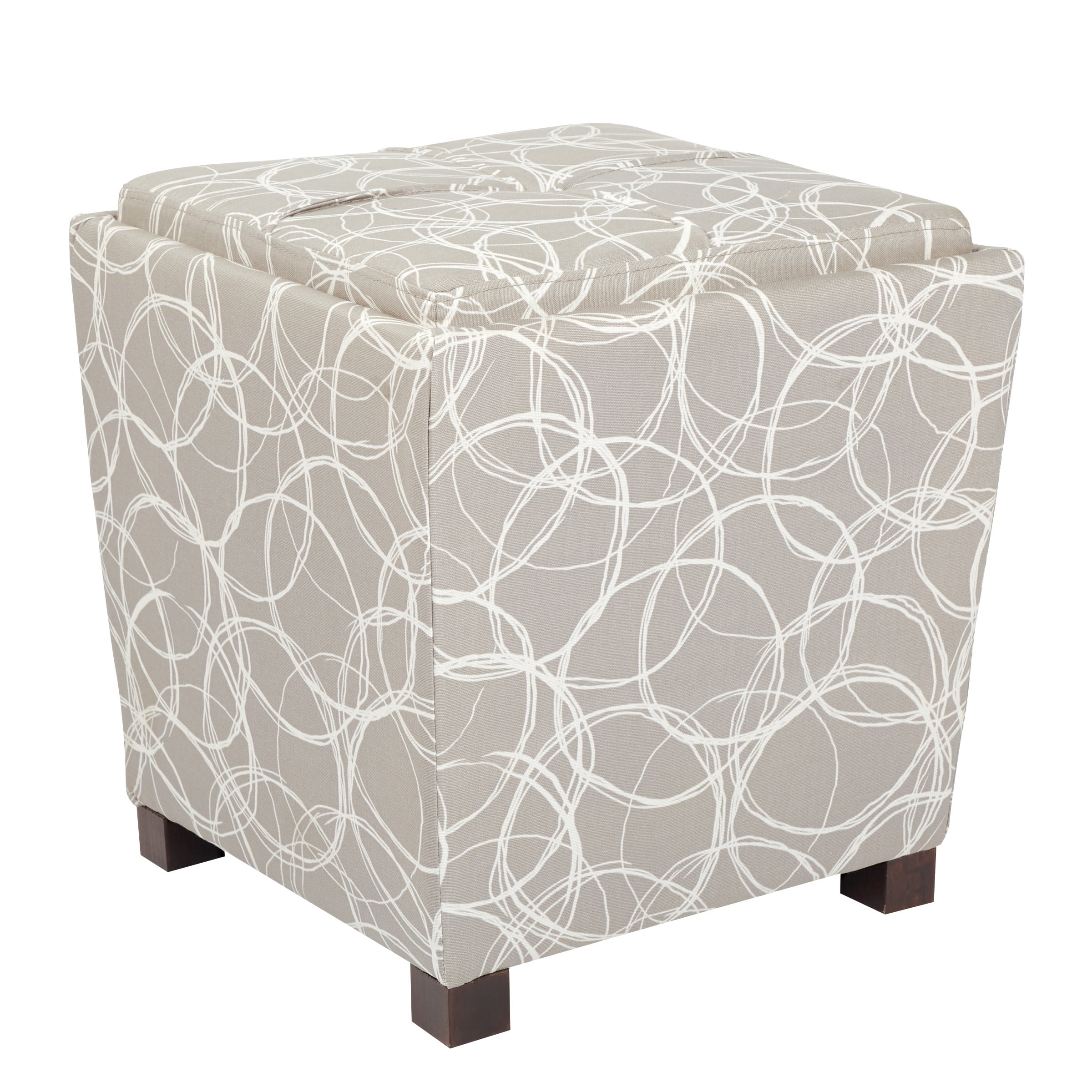 2 PIECE SET Button Top Footstool Storage Ottoman w/Tray Matching Cube MET361V 