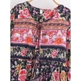 thumbnail image 4 of Vintage Chic Women Long Sleeve Tie Neck Ethnic Multi Floral Print Beach Bohemian Maxi Dresses Ladies Rayon Boho Dress Vestidos, 4 of 6