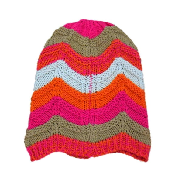 So Womens Orange & Brown Chevron Stripe Knit Beanie Stocking Cap Hat