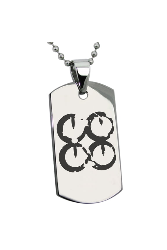 Stainless Steel Ancient Tribal Unity Rune Engraved Dog Tag Pendant Necklace