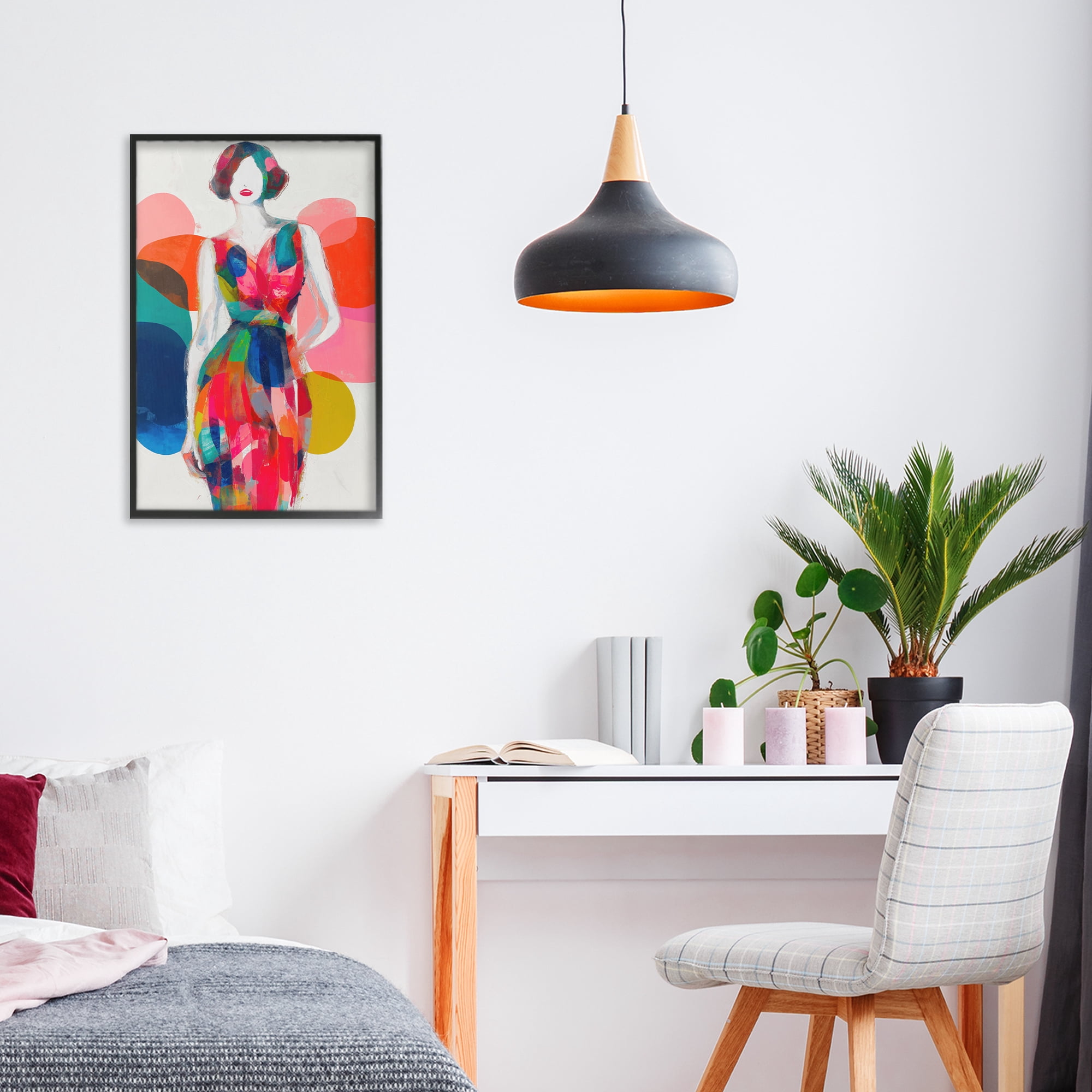 Stupell Industries Deco Fashion Woman Black Framed Giclee Art, design by Chromatic Storm Studio