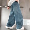 thumbnail image 5 of NOLDARES Boys Cargo Jeans Kids Baggy Elastic Waist Wide Leg Denim Pants with Pockets,Blue,11-12 Y, 5 of 5