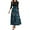 Dark Blue, variant on Women's Fashion Floral Stitching Belted Round Neck 3/4 Sleeve Dress, Elegant Casual Midi Dress with Feminine Details for Office Wear,Black L