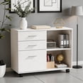 thumbnail image 3 of Ktaxon File Cabinet with Open Shelf, Wood Rolling File Cabinet with Open Shelves, Legal & Letter Size White, 3 of 7