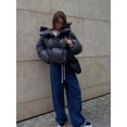 thumbnail image 2 of Parka gruesa y cálida para mujer, Chaqueta corta de manga larga, abrigo elegante impermeable, prendas exteriores, color plateado sólido, novedad de invierno, 2024, 2 of 5