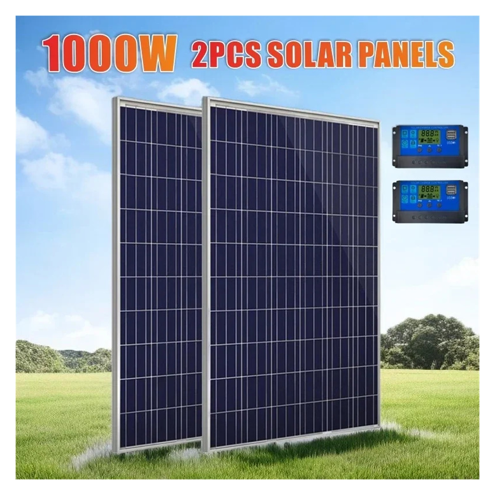 Folding solar panels 500W 1000W Solar Panel Kit Complete 12V Polycrystalline Power Portable Outdoor Rechargeable Solar Cell
--------
Solar charger