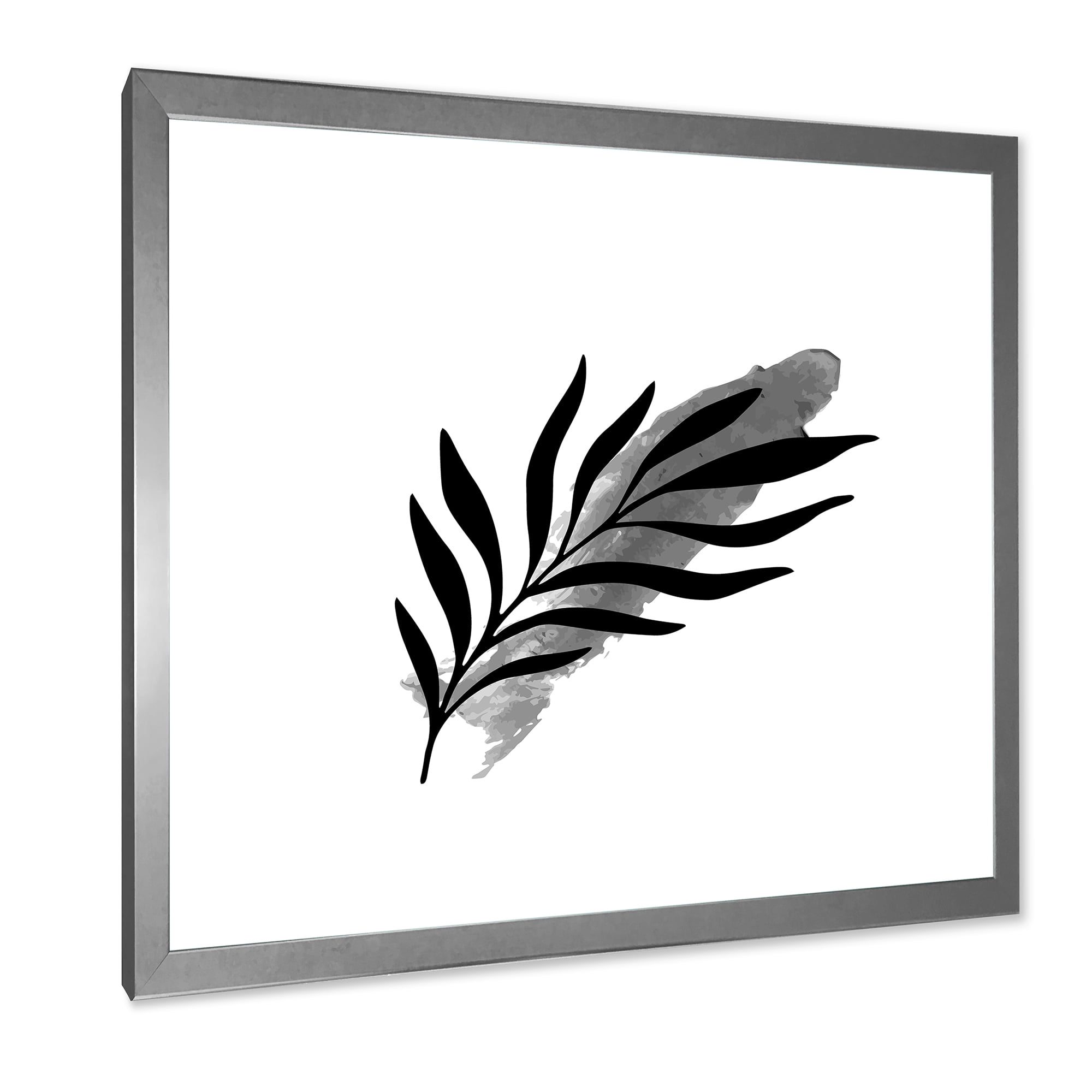 Designart 'Abstract Black Tropical Leaf I' Modern Framed Art Print