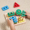 thumbnail image 2 of Juguetes de madera para niños juguetes Montessori para desarrollar la inteligencia apilamiento rompecabezas de madera 3D juguetes educativos para niños regalo de Año Nuevo, 2 of 5