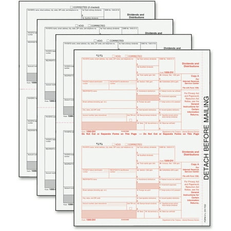 TOPS, TOP22973, IRS Approved 5-part 1099-DIV KIT Tax Forms, 24 / Pack, White
