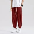 thumbnail image 2 of JTieacloth Mens Casual Linen Pants Men's Summer Fashion Solid Color Casual Pants Cropped Leg Pants Men's Clothing Red, 2 of 6