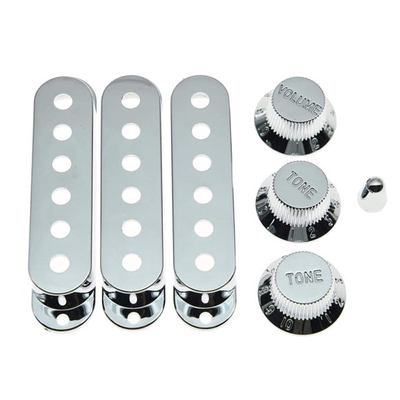 KAISH-cubiertas para pastilla de plástico cromado ST Strat, espaciado entre polos de 52mm, perillas de guitarra y punta de interruptor de 5 vías para Stratocaster/Strat de EE. UU.