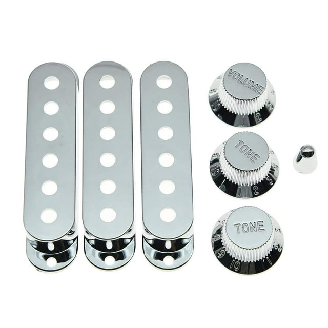 KAISH-cubiertas para pastilla de plástico cromado ST Strat, espaciado entre polos de 52mm, perillas de guitarra y punta de interruptor de 5 vías para Stratocaster/Strat de EE. UU.