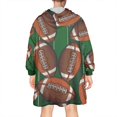 thumbnail image 2 of Football on Field Pattern Wearable Oversized Blanket,Wearable Blanket Hoodie for Adults,Cozy Hooded Blankets with Super Pockets,Super Warm Fuzzy Pullover for Women & Men, 2 of 6