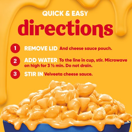 Velveeta Original Mac N Cheese Easy Microwaveable Dinner, 8 ct Pack, 2.39 oz Cups, Shelf-Stable