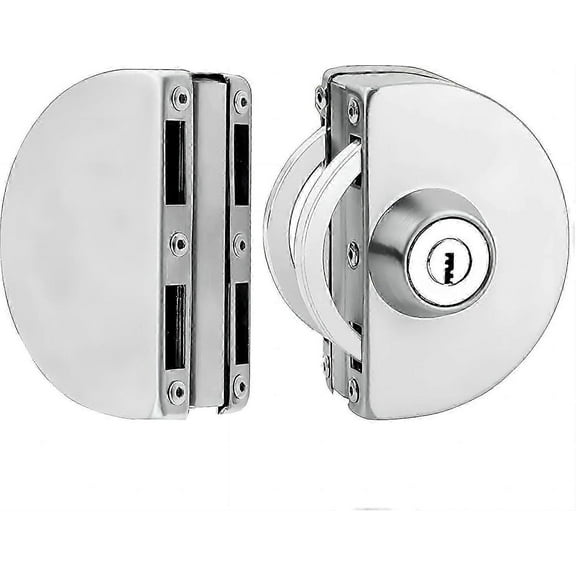 Stainless Steel Glass Door Lock Double Glass Door Lock Sliding Door Glass Door with 3 Copper Keys for Shop and Officecan be Locked Inside