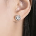 thumbnail image 5 of RYLOS Halo Designer Matching Set Yellow Gold Plated Silver: Ring, Earrings & Necklace. Gemstone & Diamonds, 4MM White Topaz April Birthstone; Size 10, 5 of 6