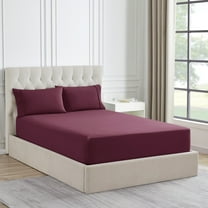 Sweet Home Collection 1500 Supreme Collection Microfiber Flannel Fitted Sheet Burgundy - Queen
