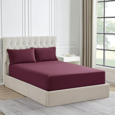 Sweet Home Collection 1500 Supreme Collection Microfiber Flannel Fitted Sheet Burgundy - Queen