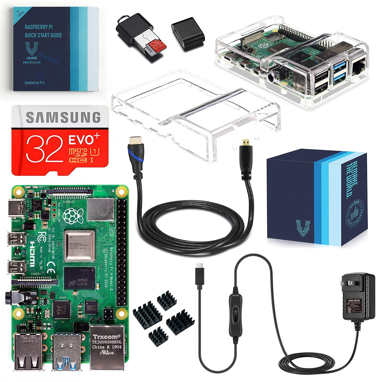 Vilros Raspberry Pi 4 Complete Starter Kit With Dual Cover Clear Case 2gb