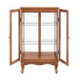 thumbnail image 5 of 2 Doors Curio Cabinet with Tempered Glass Doors, Curio Cabinets with Mirrored Back Panel and Adjustable Shelves, Lighted Display Cabinet for Home, Office Light Bulb Included Oak, 5 of 16