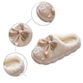 thumbnail image 5 of Daznico Women's Bowknot Slippers - Cozy Plush Winter House Shoes, Non- Indoor Comfort with Soft Lining,Color:Beige,Size:7.5, 5 of 6