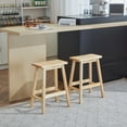 thumbnail image 5 of HUJHKIO 24-Inch Bar Stools Set of 2, Solid Pine Wood Saddle Seat Counter Stools for Kitchen Island, Dining & Home Pub, Easy Assembly, Rustic Modern Style Wooden Seats, Natural, 5 of 8