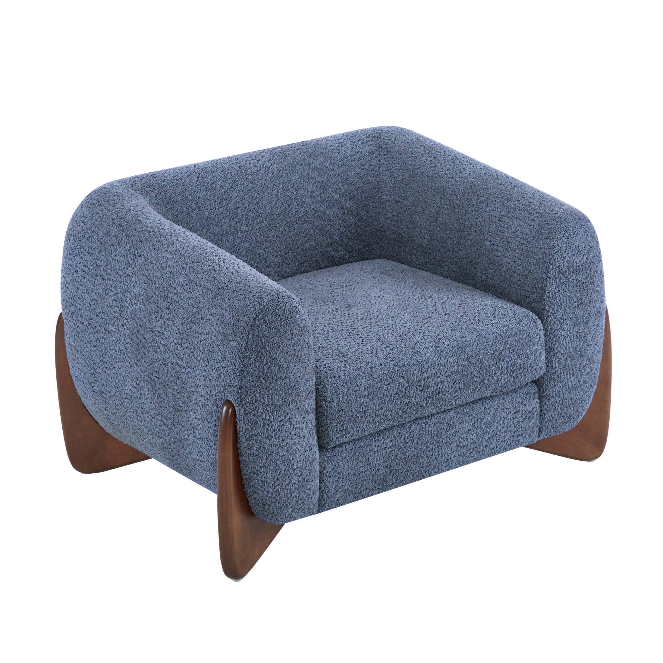 Christopher Knight Home Modern Upholstered Boucle Accent Arm Chair with Solid Wood Frame, Blue