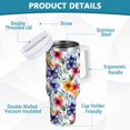 thumbnail image 2 of Yayeee 40oz Stainless Steel Tumbler with Straw and Handle Double-Wall Insulated Travel Water Bottle, Watercolor Flowers Pattern, 2 of 8