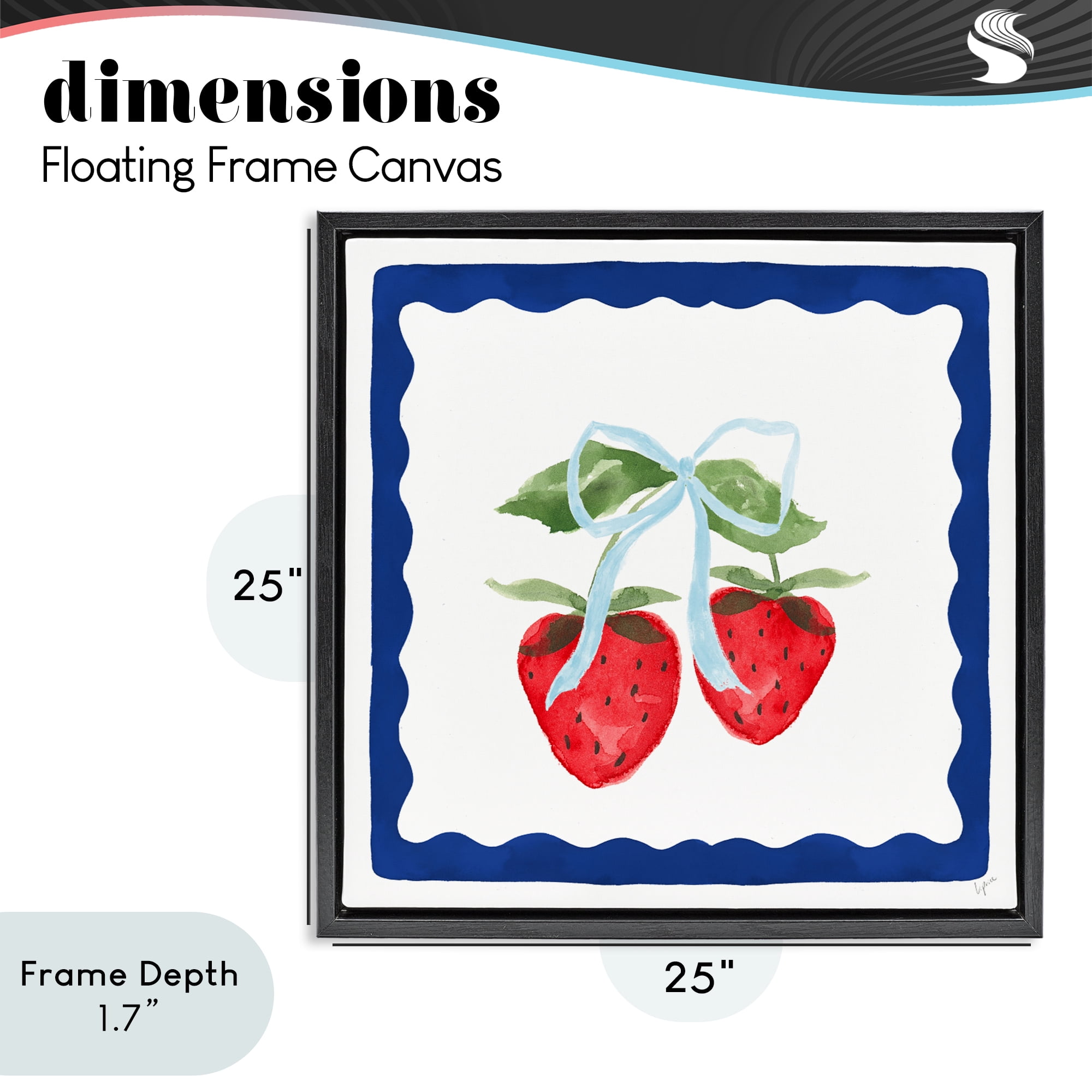 Stupell Industries Summer Bordered Strawberries Black Framed Floater Canvas Wall Art, design by Lucille Price