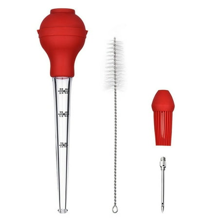 

4 Pcs Creative Turkey Baster Silicone Turkey Seasoning Pump Drip Oil Seasoning Tube with Cleaning Brush Barbecue Tool