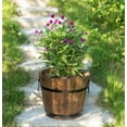 thumbnail image 3 of Small Wooden Whiskey Barrel Planter, 12" Dia 10" High, 3 of 11